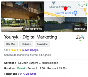 Fiche Google My Business de Younyk